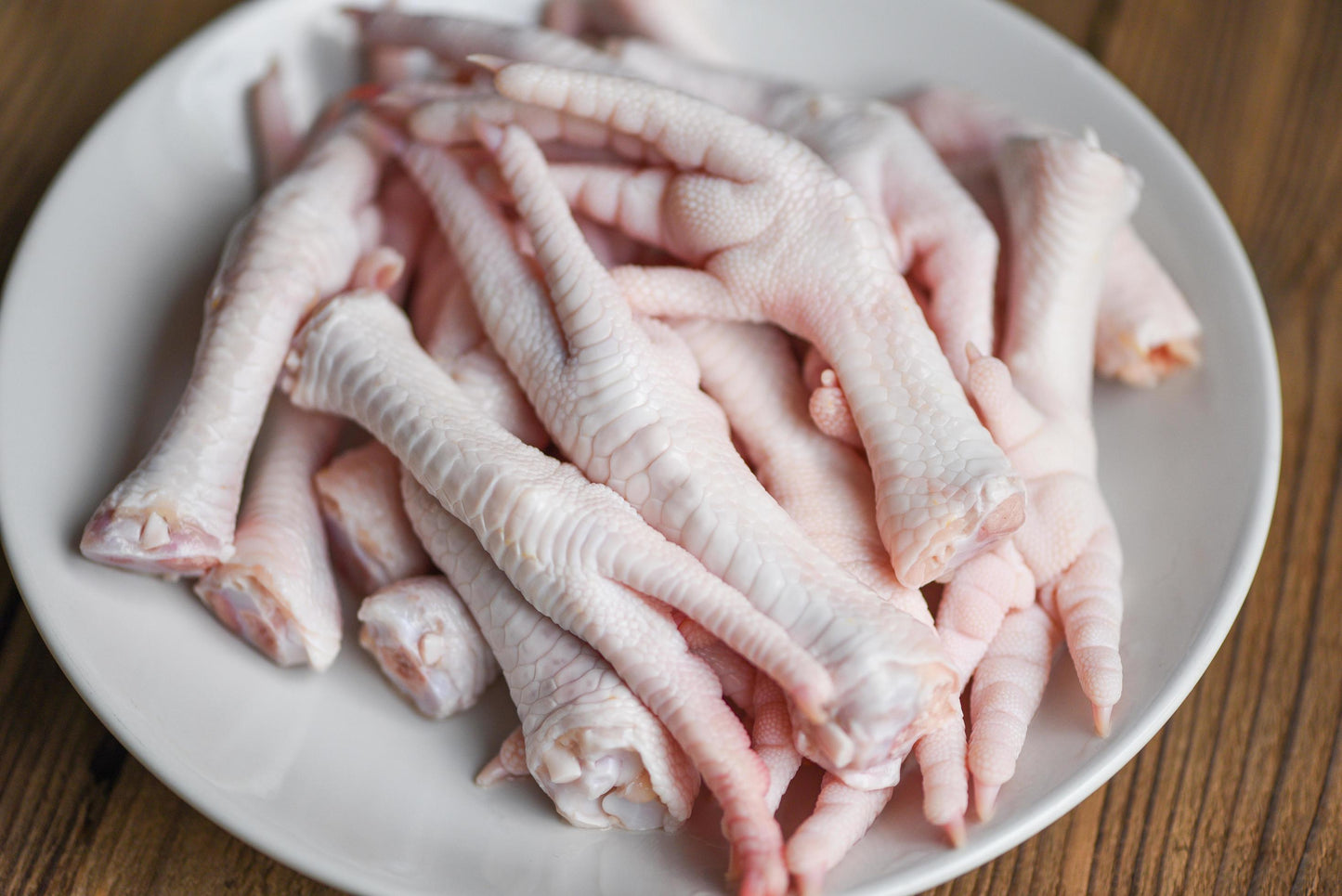 Raw chicken feet